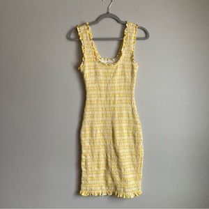 NWT Anthropologie Akemi + Kin Yellow and White Fitted Midi Dress
